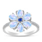 Anillo de Plata con Zafiro Azul Australiano y Piedra Lunar Arco Iris