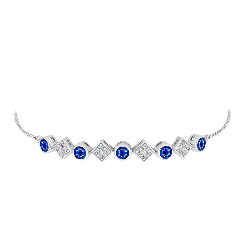 Pulsera de Plata con Zafiro Azul Australiano y Topacio Blanco