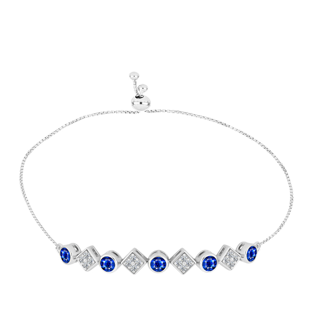 Pulsera de Plata con Zafiro Azul Australiano y Topacio Blanco