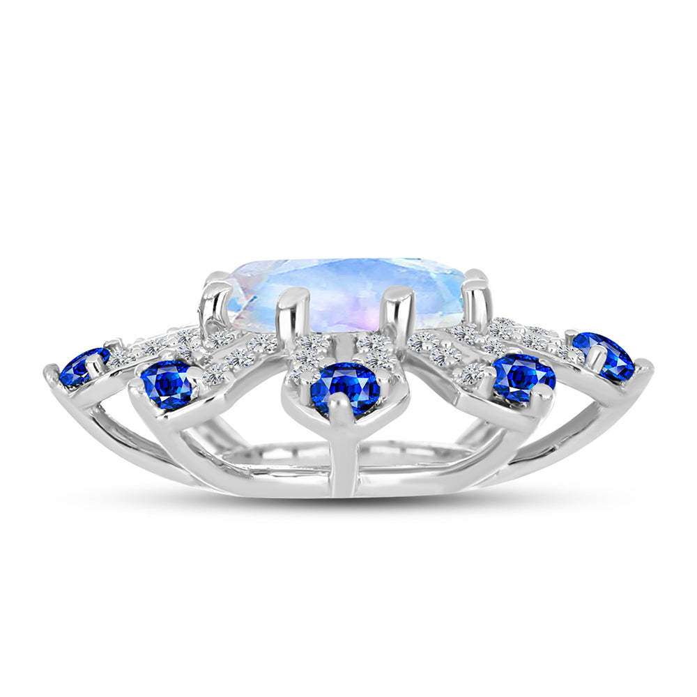 Colgante de Plata con Zafiro Azul Australiano y Piedra Lunar Arco Iris 2 
