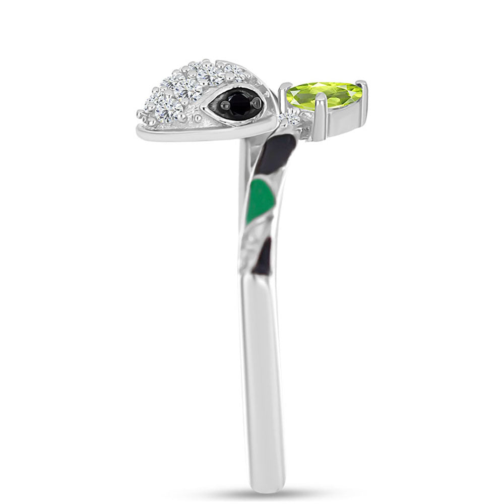 Anillo de Plata con Peridoto de Changbai y Espinela Negra 4 