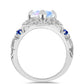 Anillo de Plata con Zafiro Azul Australiano y Piedra Lunar Arco Iris
