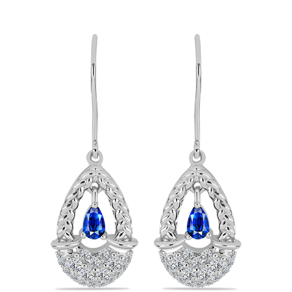Pendientes de Plata con Zafiro Azul Australiano y Topacio Blanco 1 