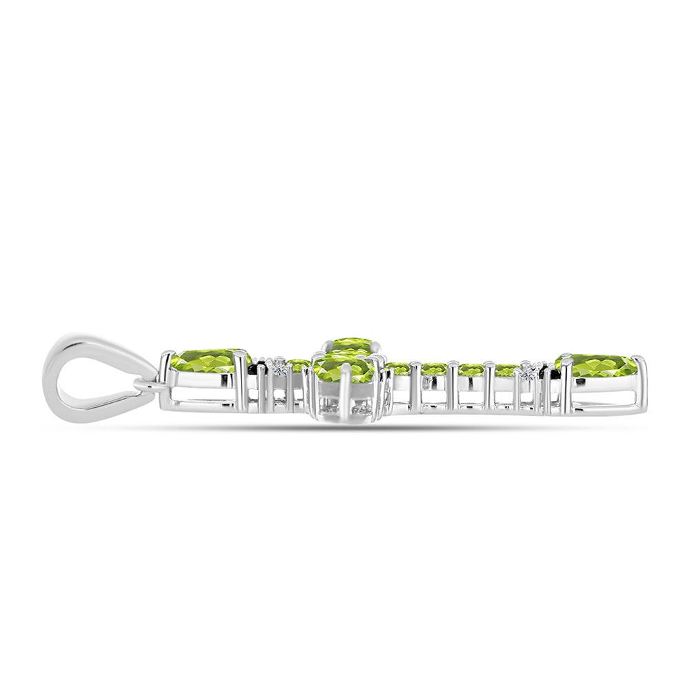Cruz Colgante de Plata con Peridoto de Changbai y Topacio Blanco