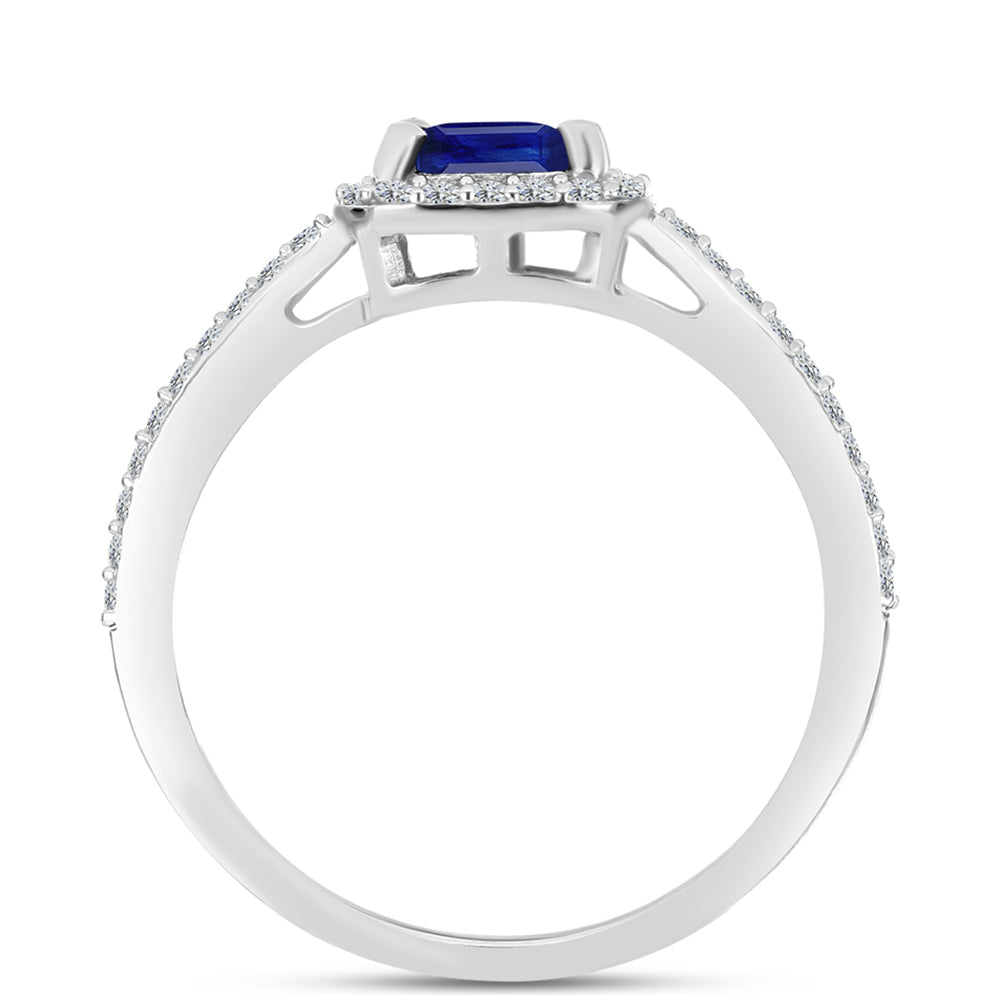 Anillo de Plata con Zafiro Azul Australiano y Topacio Blanco