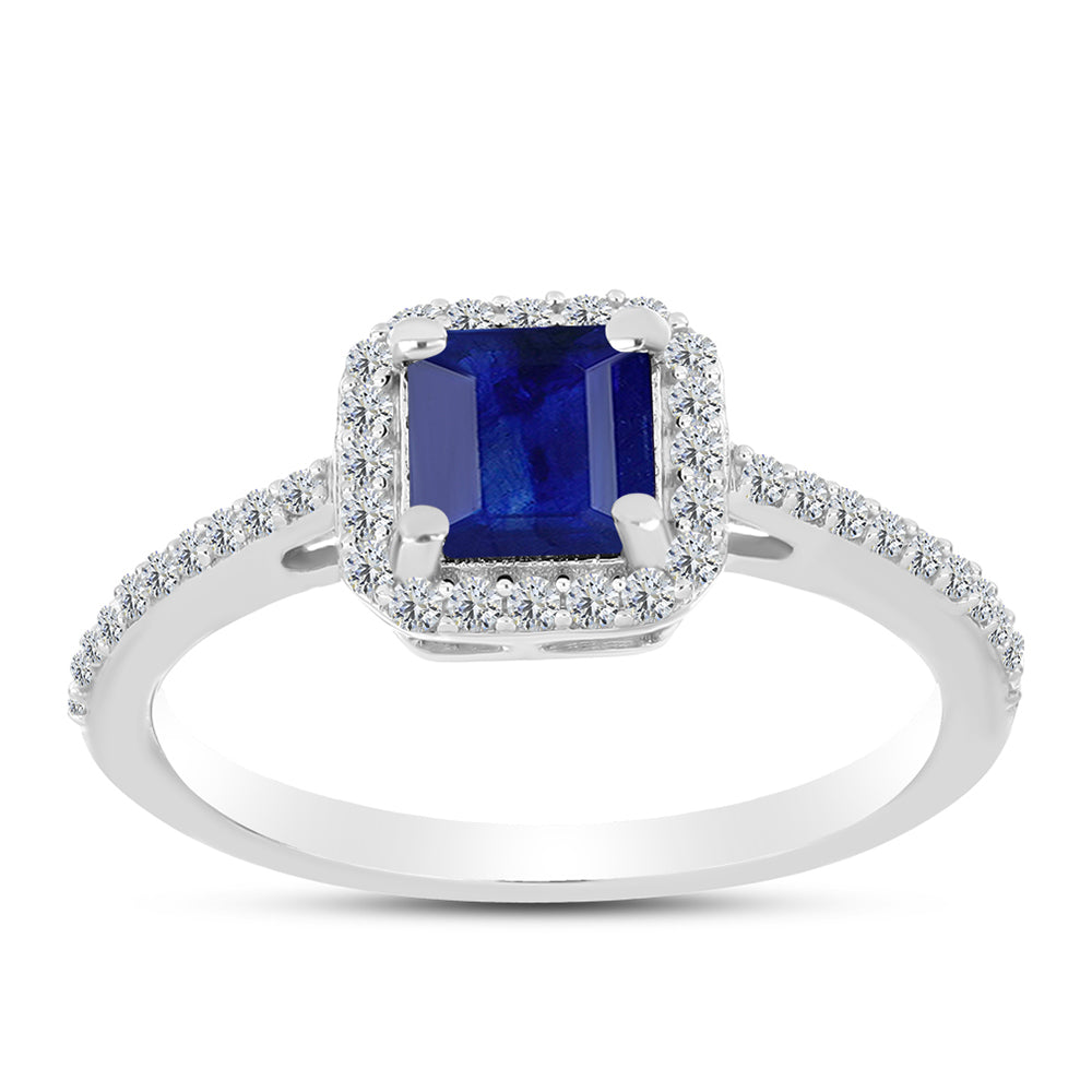 Anillo de Plata con Zafiro Azul Australiano y Topacio Blanco 3 