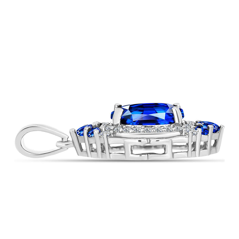 Colgante de Plata con Zafiro Azul Australiano y Topacio Blanco 2 