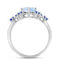 Anillo de Plata con Zafiro Azul Australiano y Piedra Lunar Arco Iris