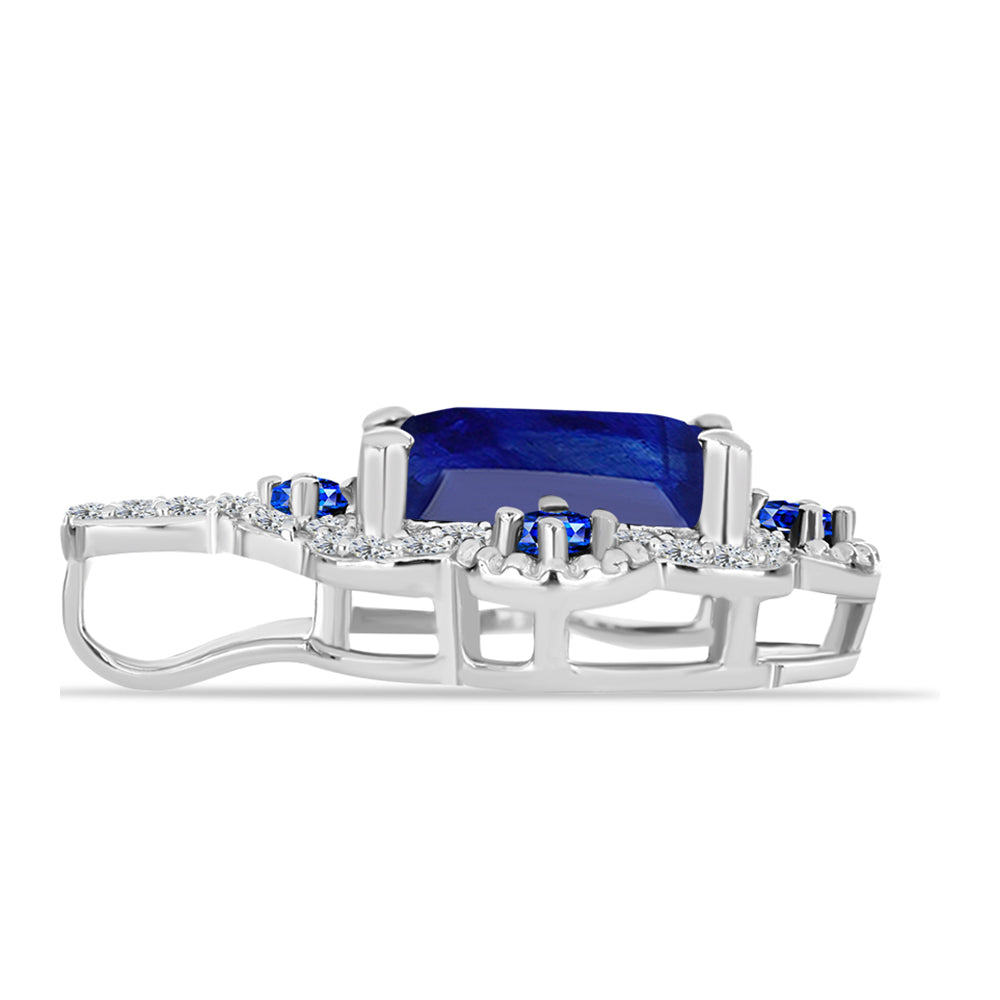 Colgante de Plata con Zafiro Azul Australiano y Topacio Blanco 2 