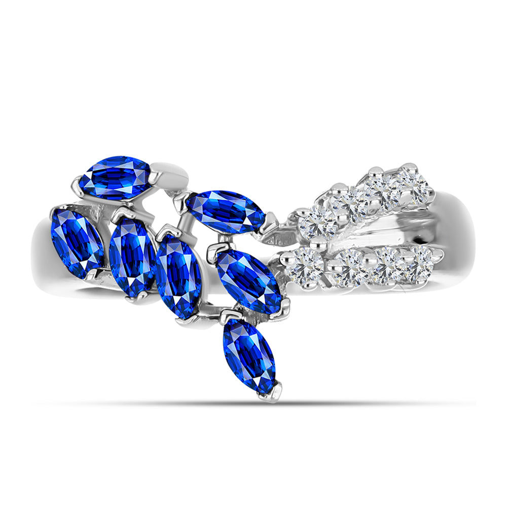 Anillo de Plata con Zafiro Azul Australiano y Topacio Blanco 1 