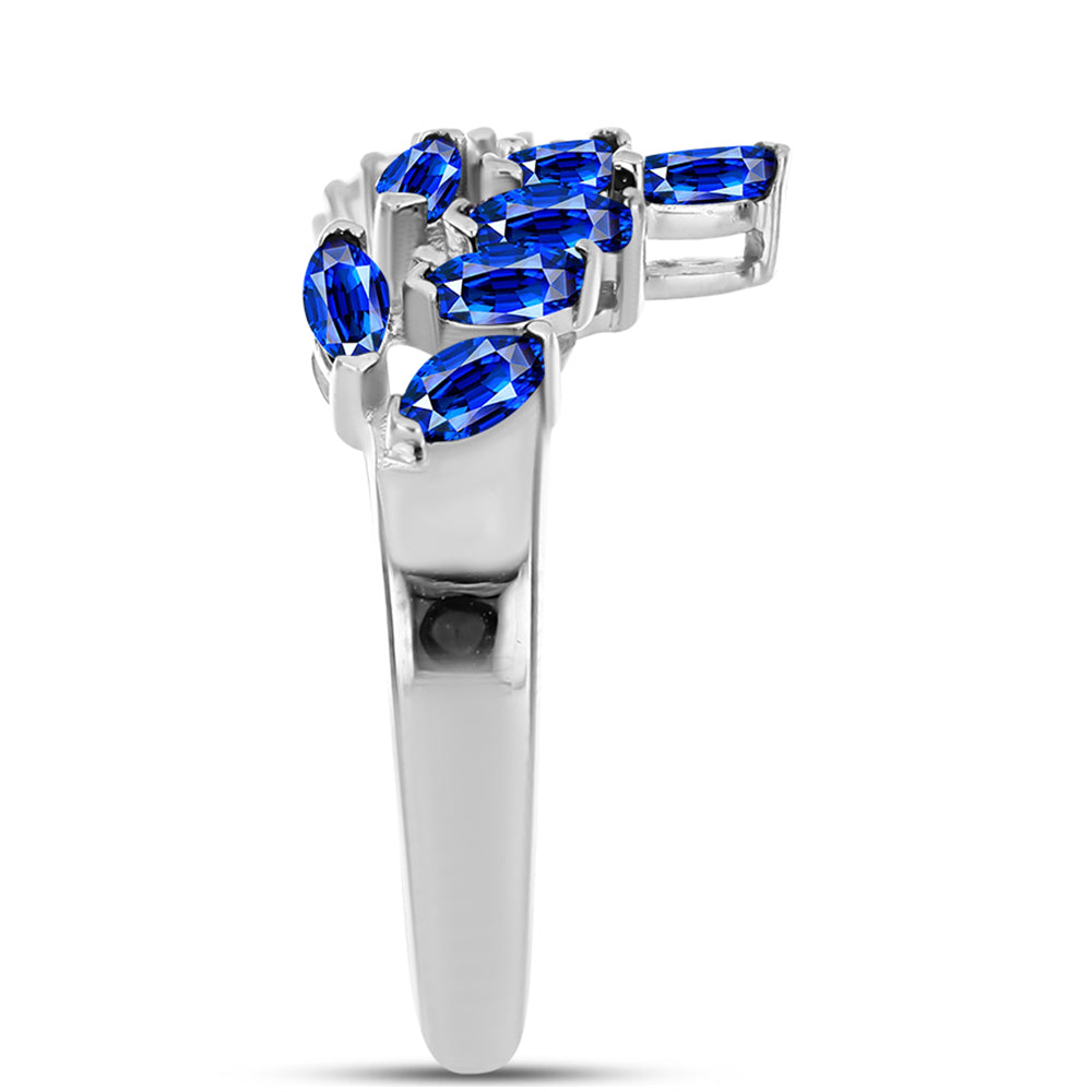 Anillo de Plata con Zafiro Azul Australiano y Topacio Blanco 3 