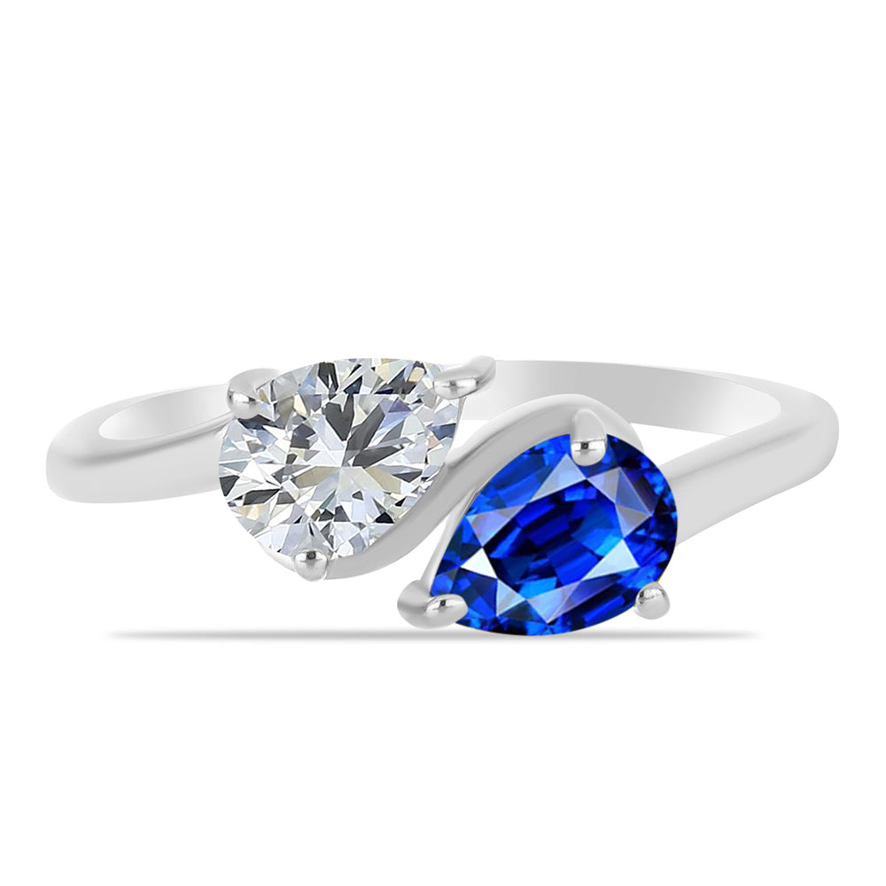Anillo de Plata con Zafiro Azul Australiano y Topacio Blanco 1 