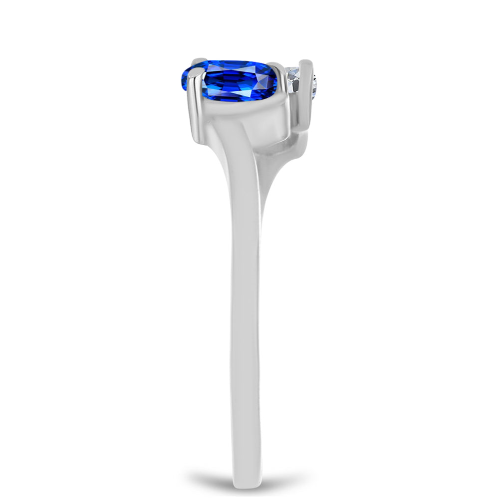 Anillo de Plata con Zafiro Azul Australiano y Topacio Blanco 3 