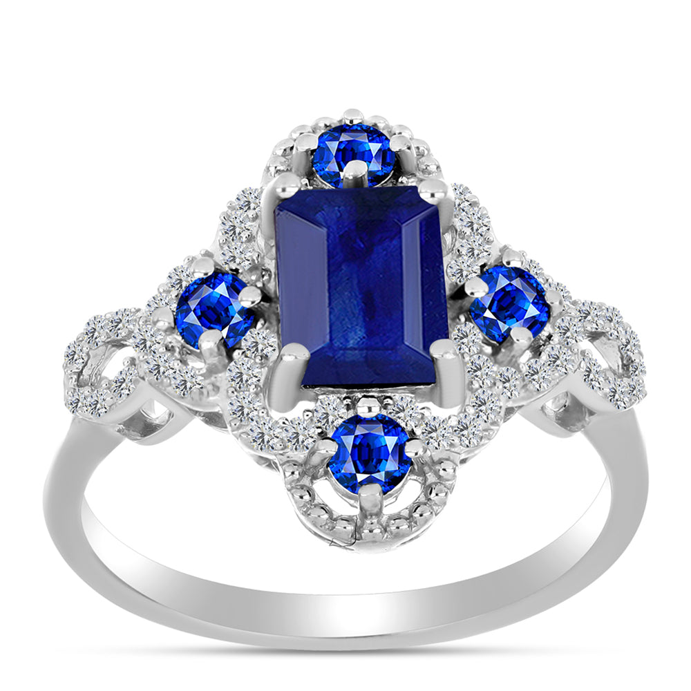Anillo de Plata con Zafiro Azul Australiano y Topacio Blanco 3 