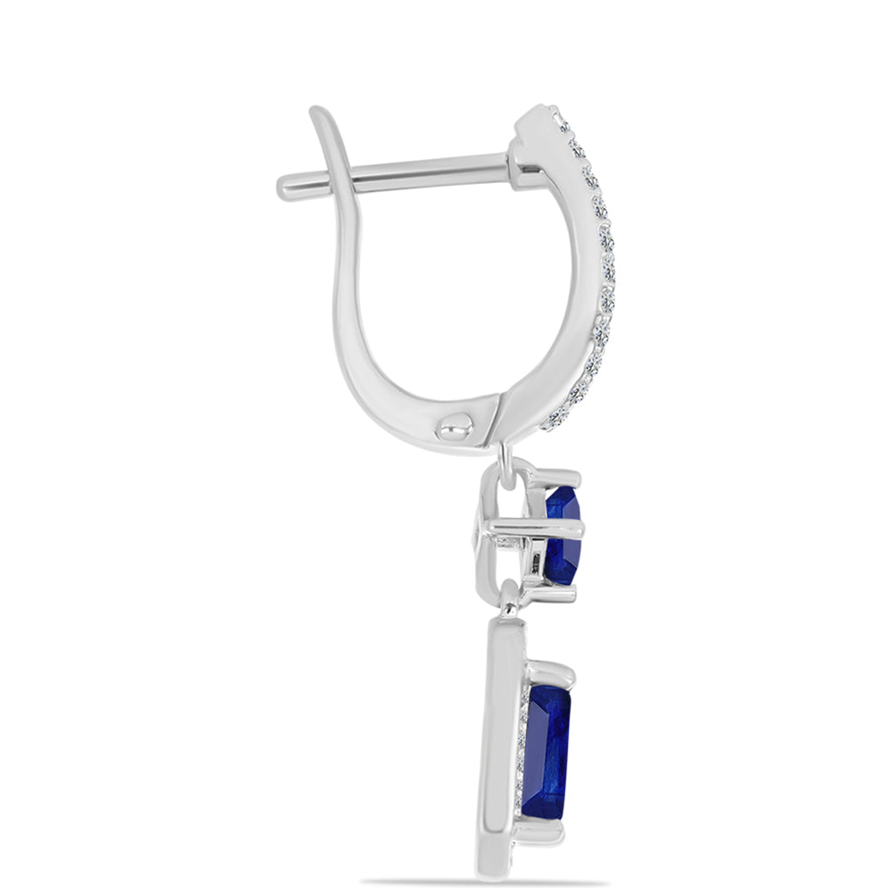 Pendientes de Plata con Zafiro Azul Australiano y Topacio Blanco 2 
