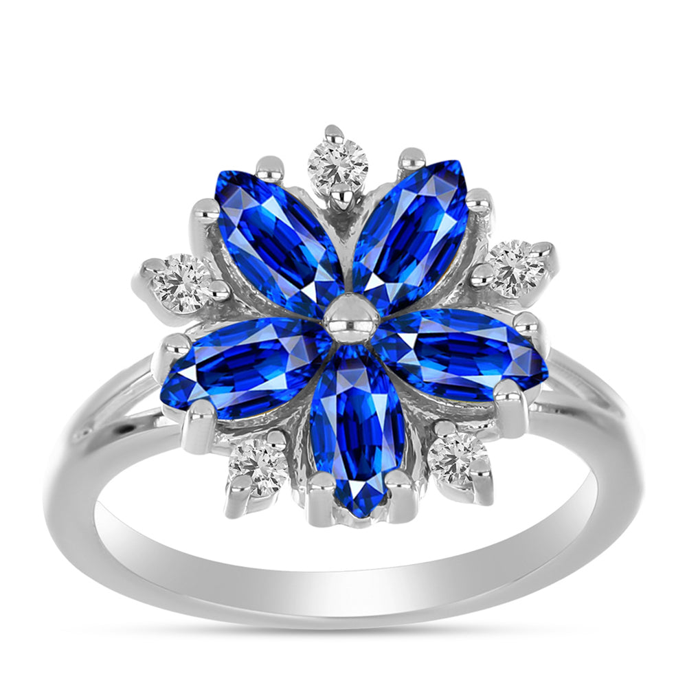Anillo de Plata con Zafiro Azul Australiano y Topacio Blanco 3 