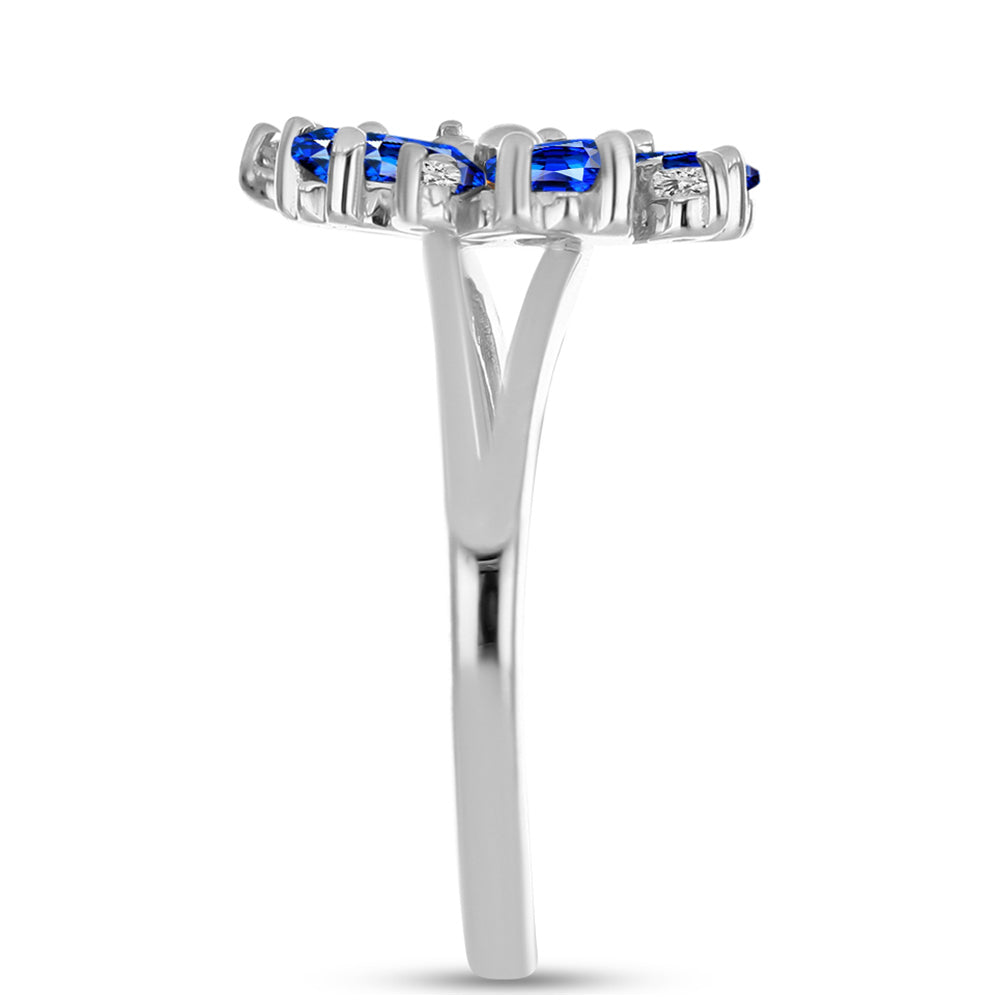 Anillo de Plata con Zafiro Azul Australiano y Topacio Blanco 4 