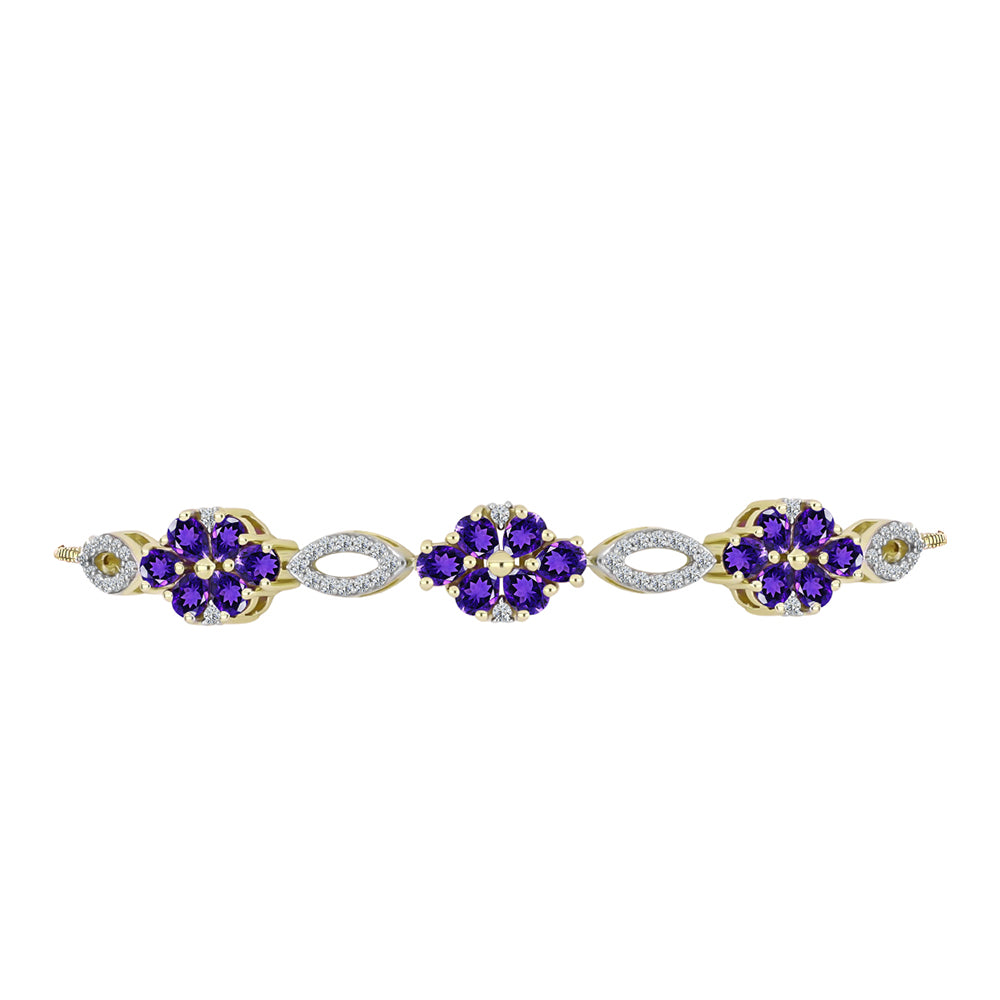 Pulsera de Plata Bañada en Oro con Amatista de Marruecos y Topacio Blanco