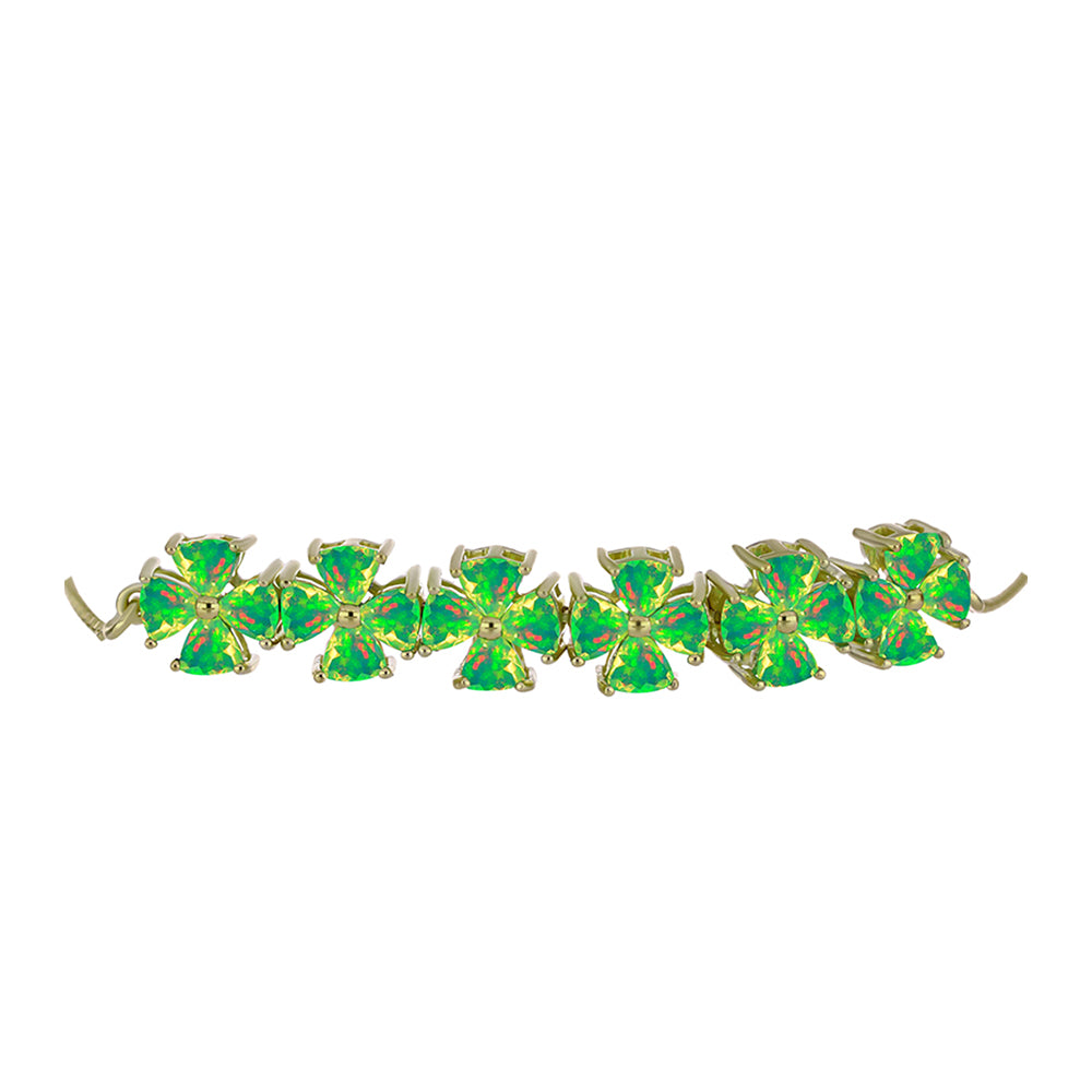 Pulsera de Plata Bañada en Oro con Ópalo Verde Etíope de Lega Dembi 2 