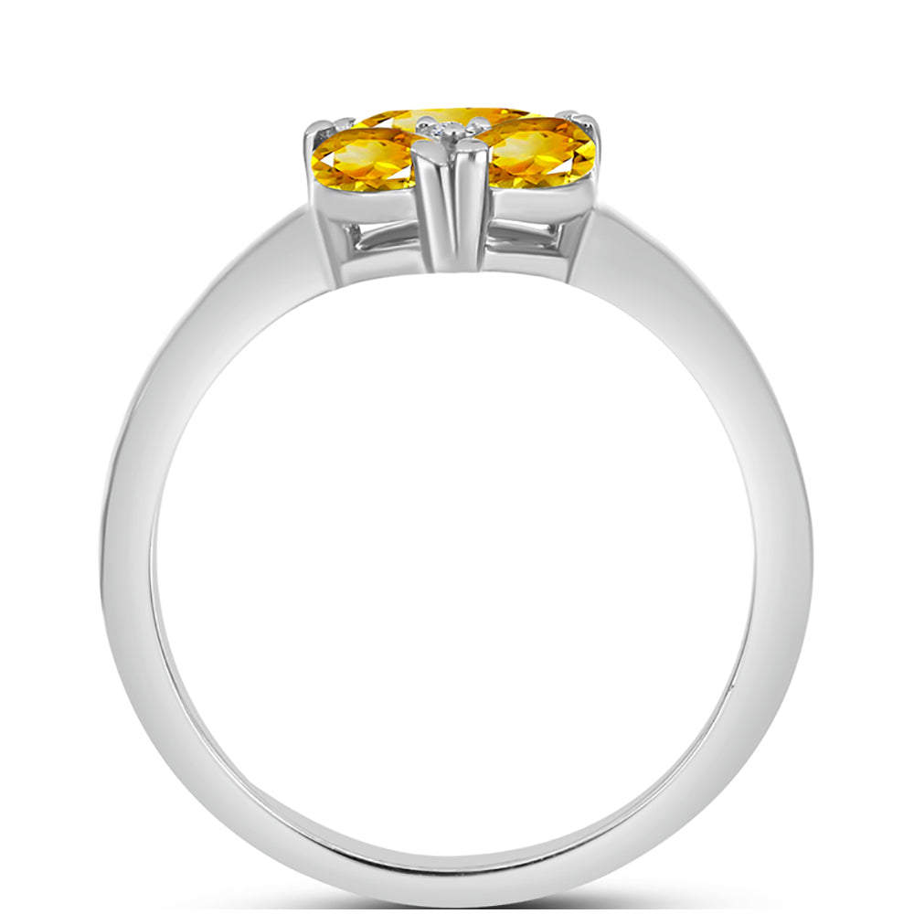 Anillo de Plata con Citrino de los Montes Urales y Topacio Blanco