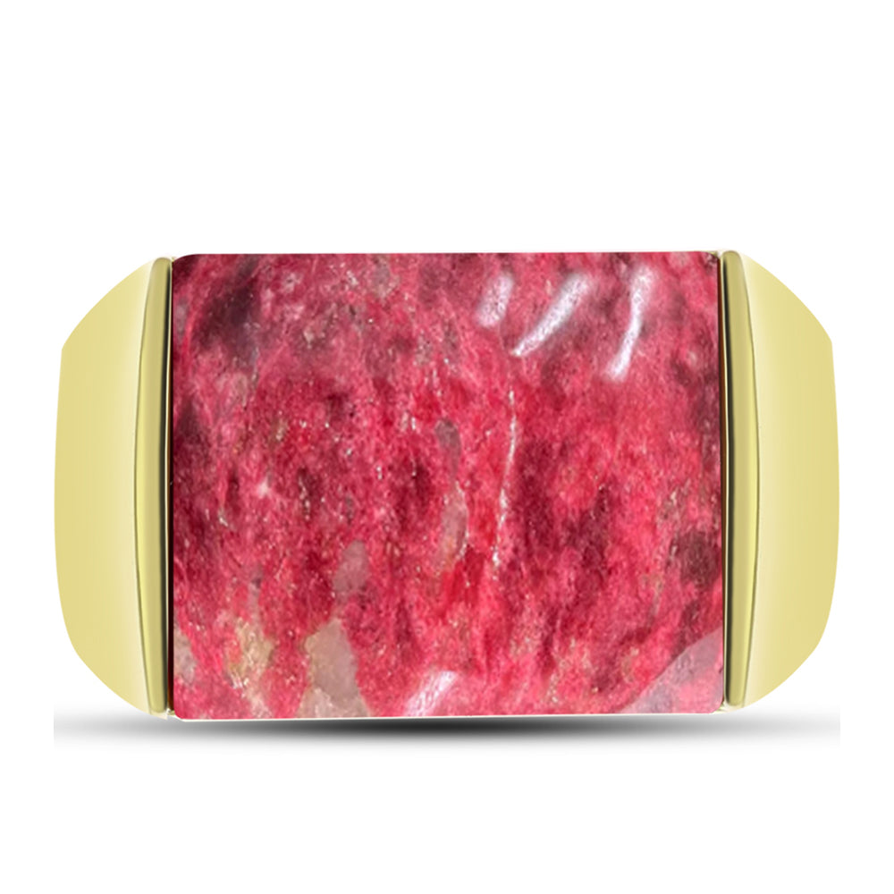 Anillo de Plata Bañada en Oro con Thulita