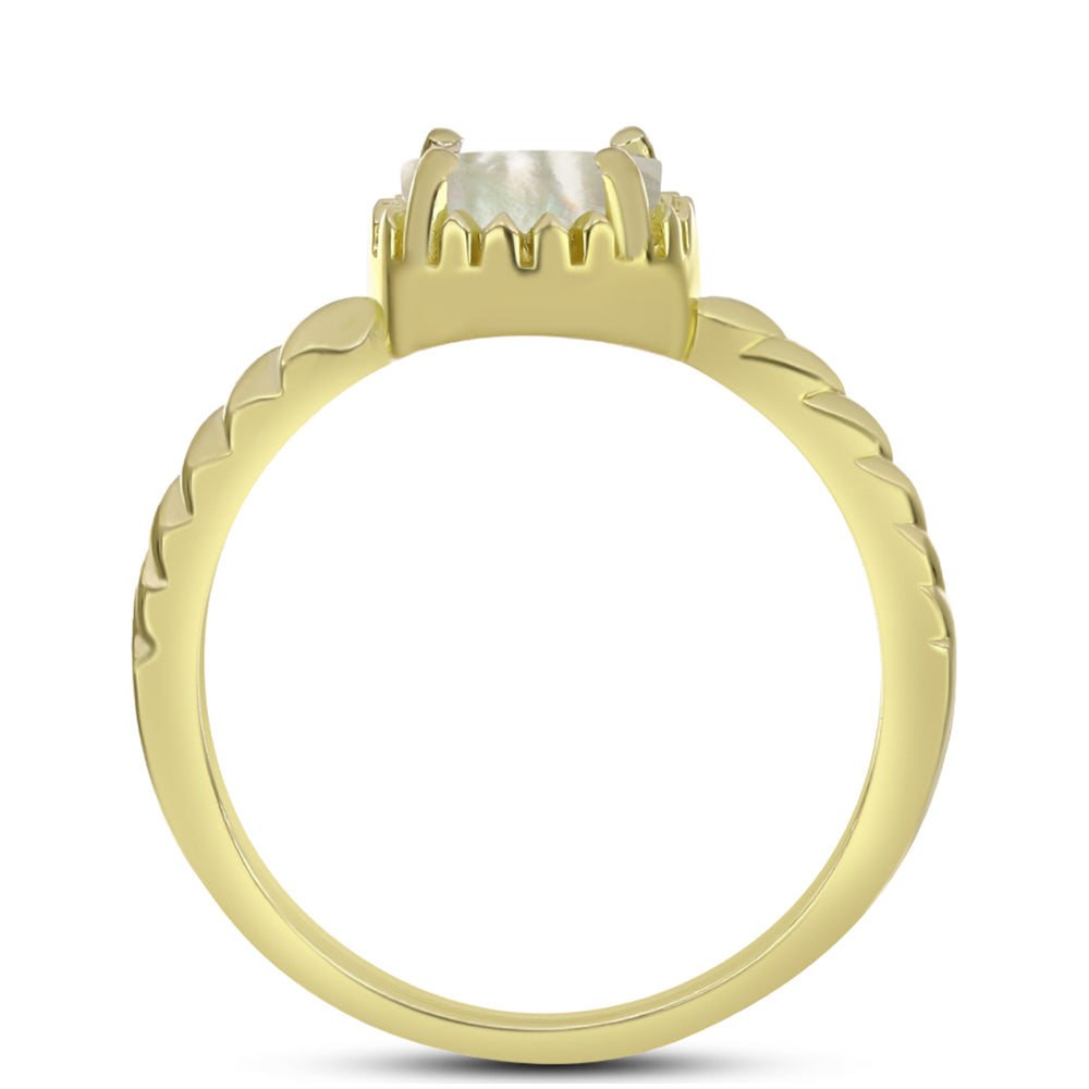 Anillo de Plata Bañada en Oro con Madreperla 2 