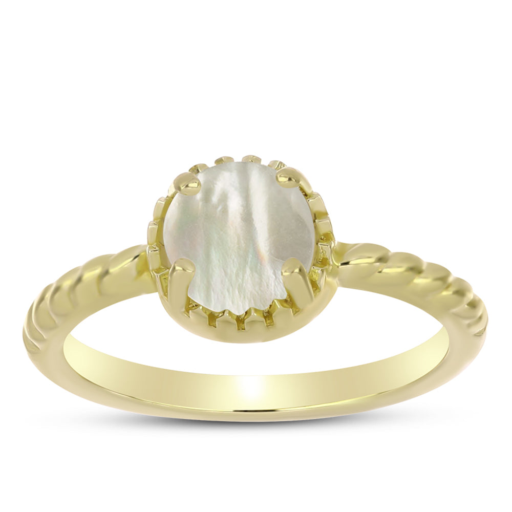 Anillo de Plata Bañada en Oro con Madreperla 3 