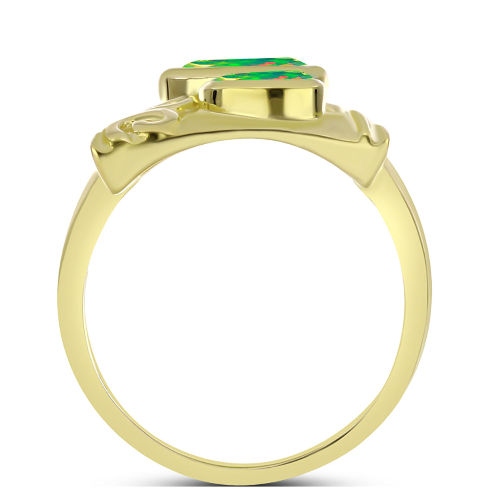 Anillo de Plata Bañada en Oro con Ópalo Verde Etíope de Lega Dembi 2 