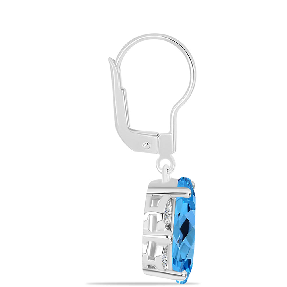 Pendientes de Plata con Topacio Azul Suizo y Topacio Blanco 2 