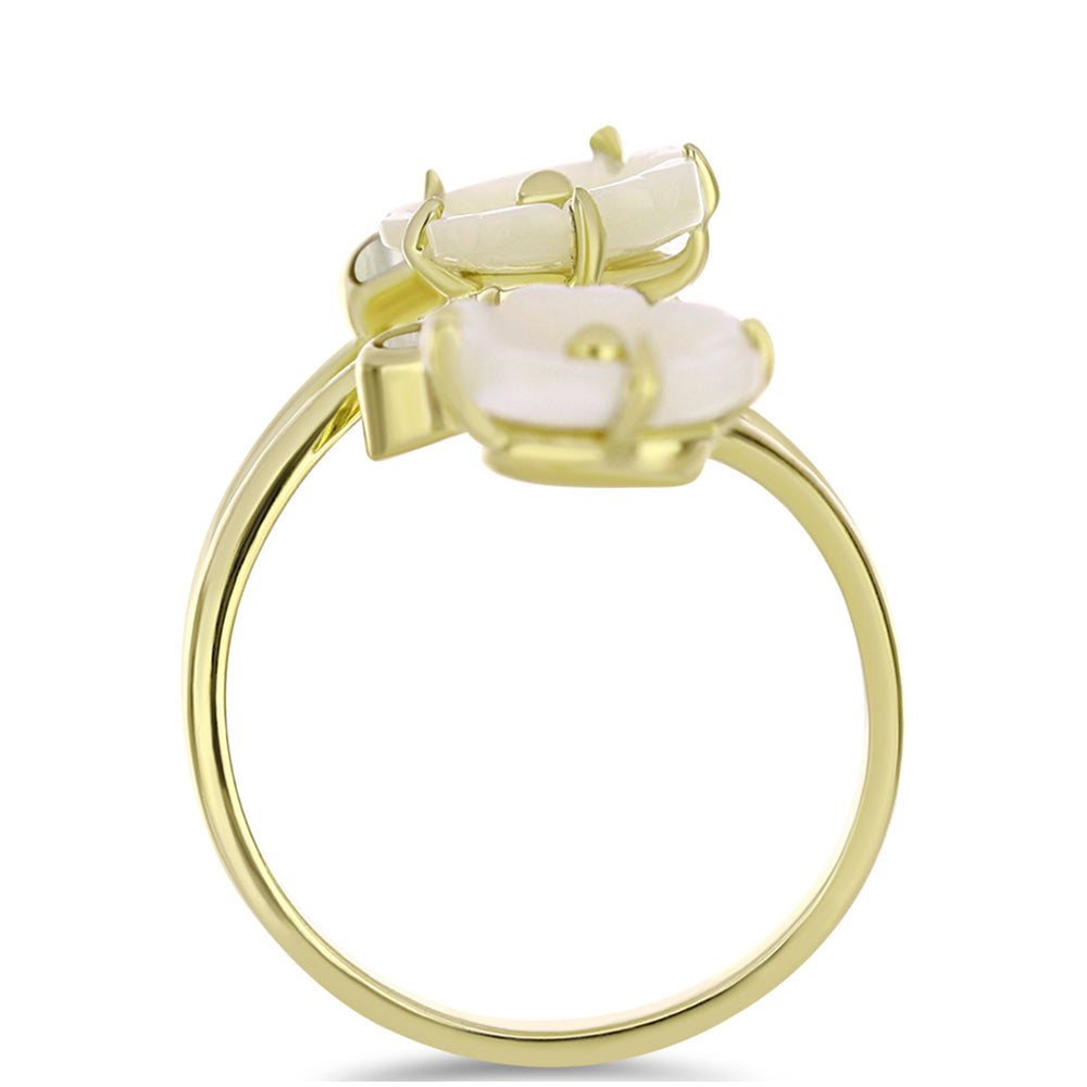 Anillo de Plata Bañada en Oro con Madreperla 2 