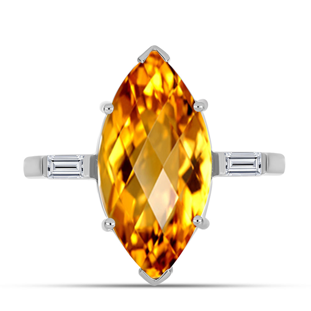 Anillo de Plata con Citrino de los Montes Urales y Topacio Blanco 1 