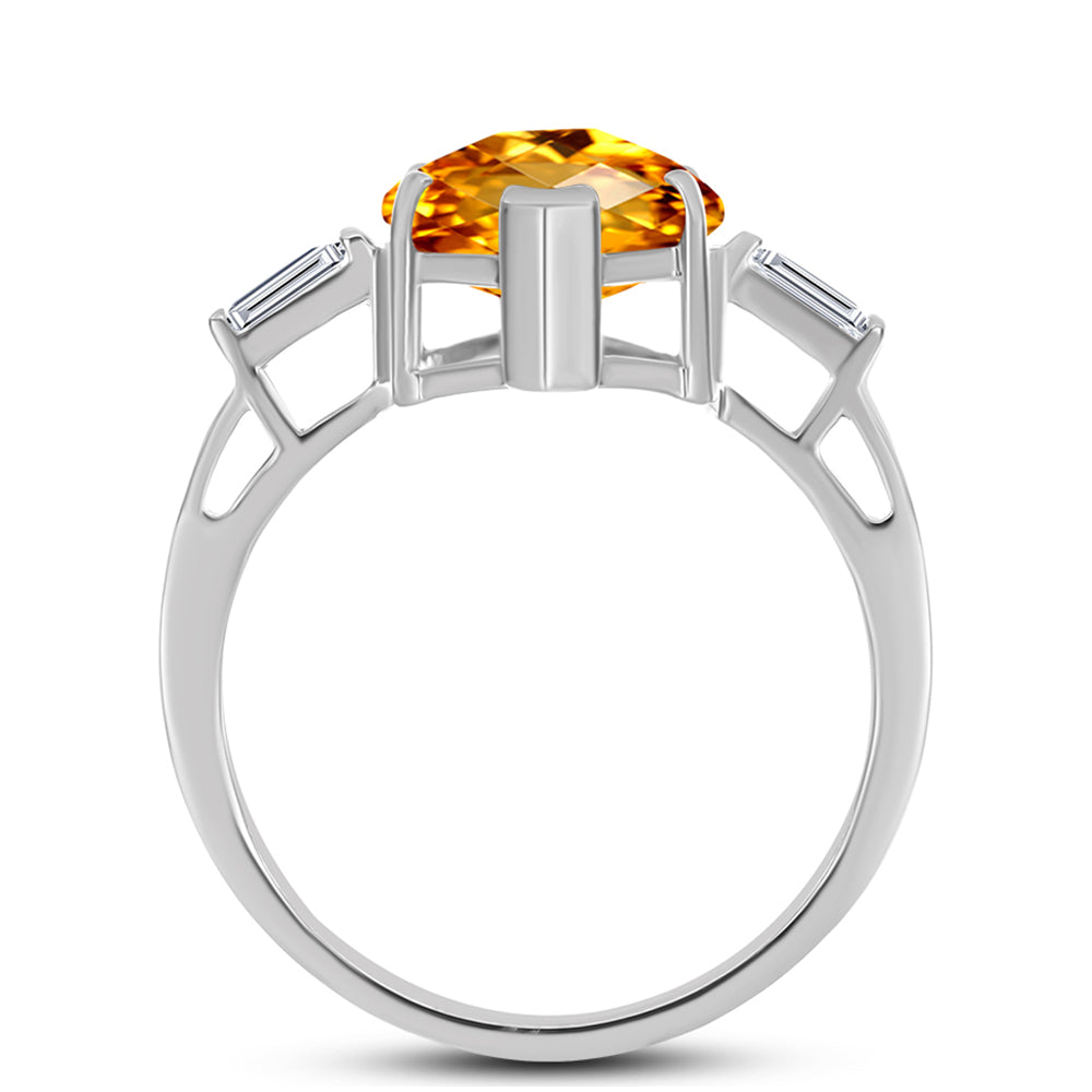 Anillo de Plata con Citrino de los Montes Urales y Topacio Blanco 2 