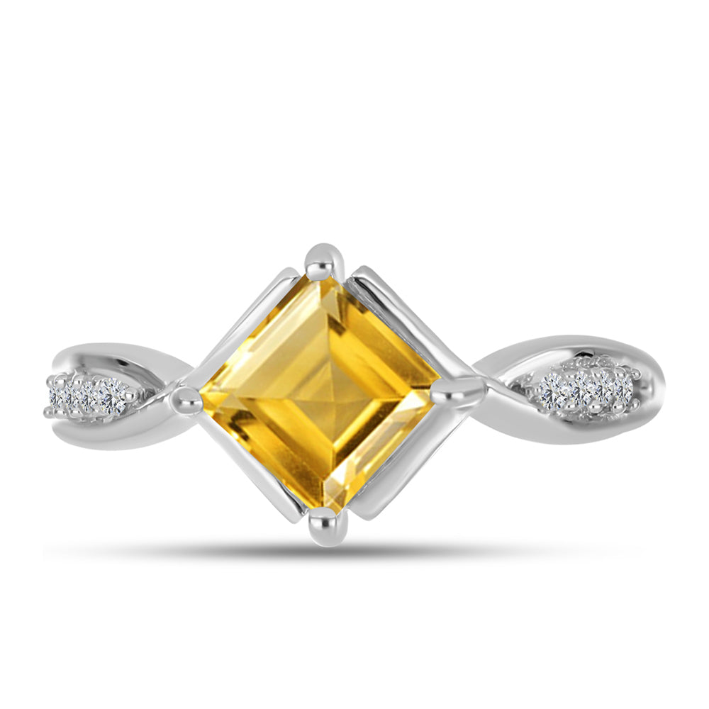 Anillo de Plata con Citrino de los Montes Urales y Topacio Blanco 1 