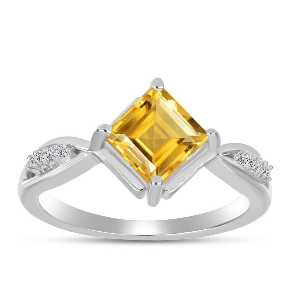 Anillo de Plata con Citrino de los Montes Urales y Topacio Blanco 3 