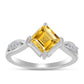 Anillo de Plata con Citrino de los Montes Urales y Topacio Blanco