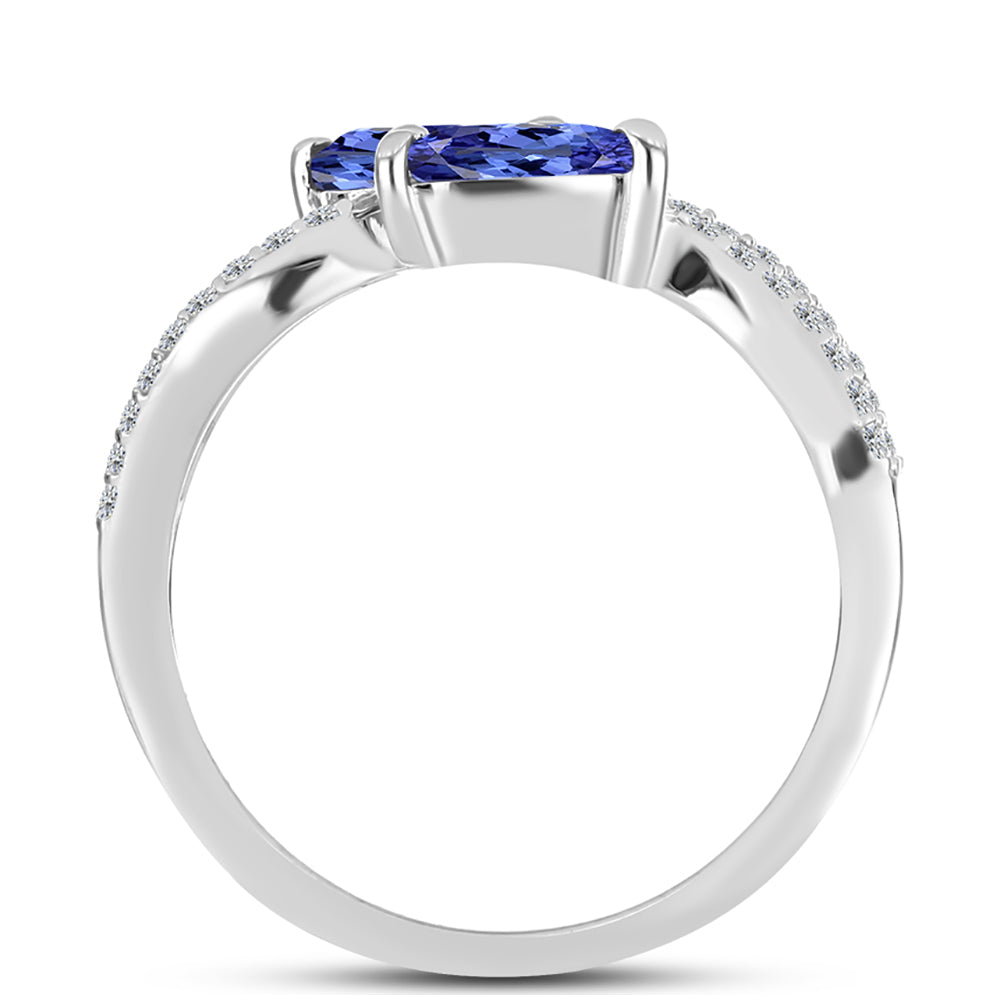 Anillo de Plata con Tanzanita AAA y Topacio Blanco 2 