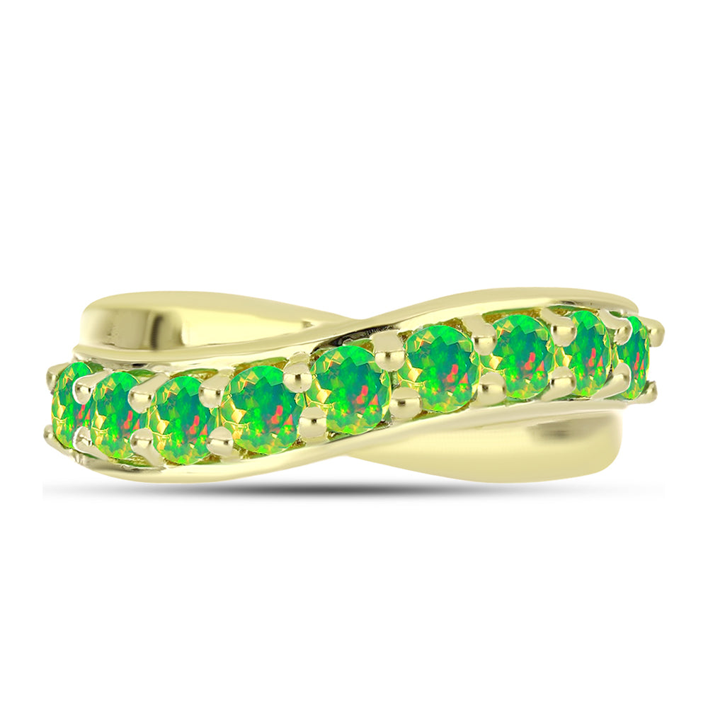Anillo de Plata Bañada en Oro con Ópalo Verde Etíope de Lega Dembi