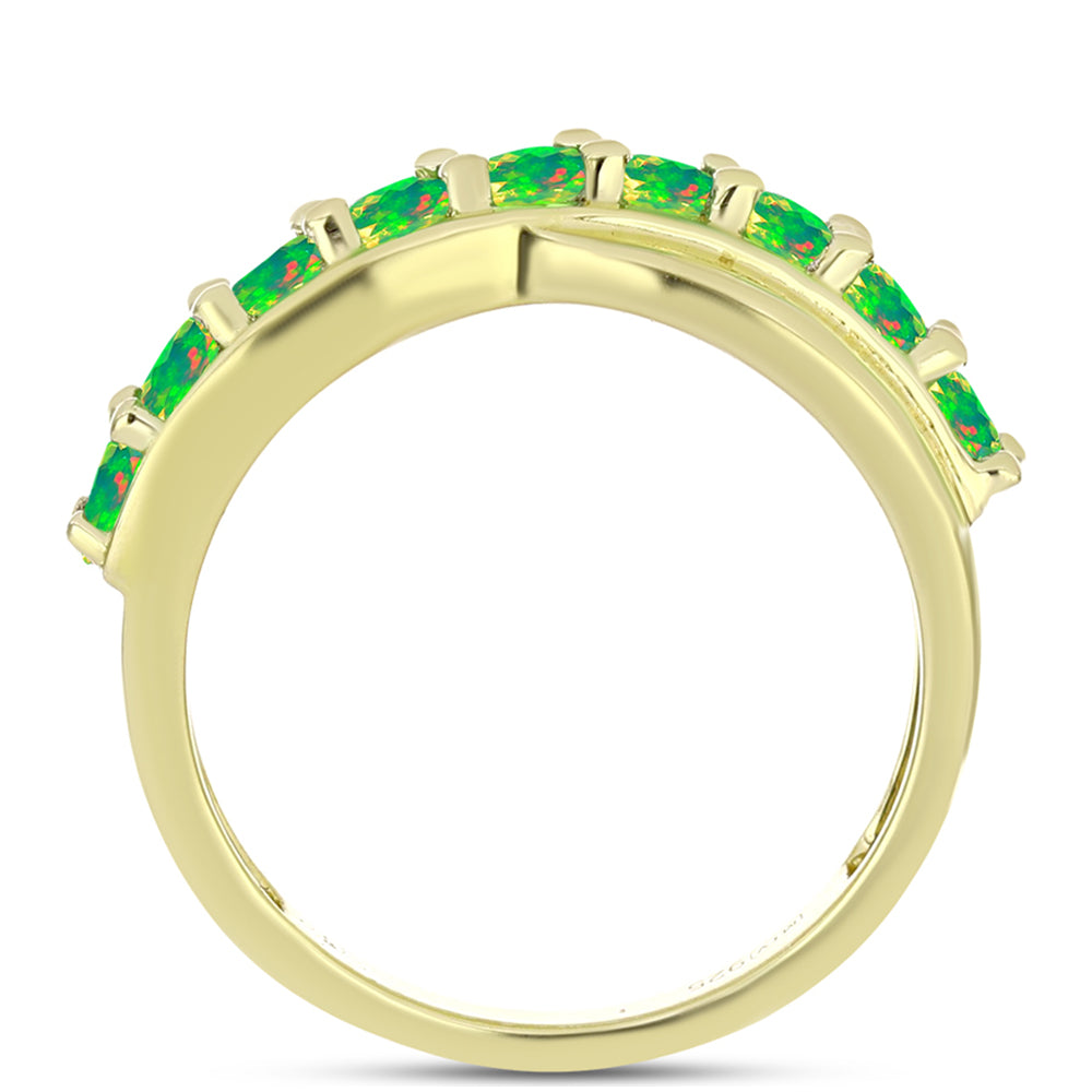 Anillo de Plata Bañada en Oro con Ópalo Verde Etíope de Lega Dembi