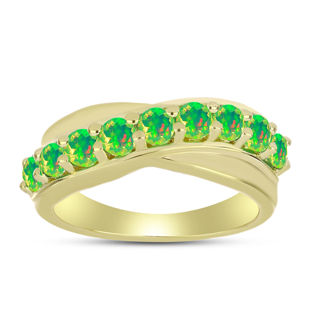 Anillo de Plata Bañada en Oro con Ópalo Verde Etíope de Lega Dembi