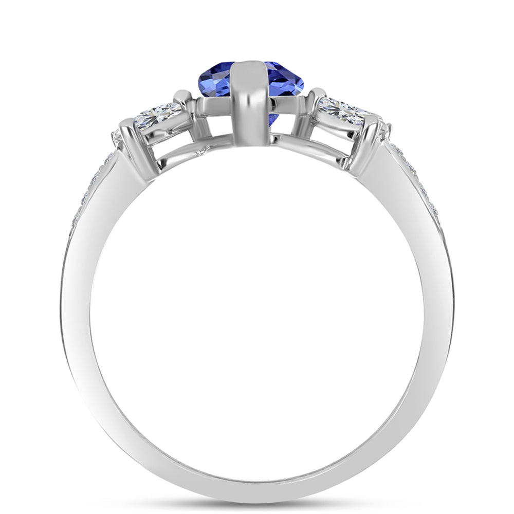 Anillo de Plata con Tanzanita AAA y Topacio Blanco 2 