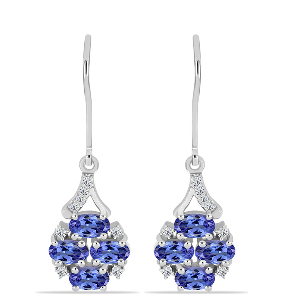 Pendientes de Plata con Tanzanita AAA y Topacio Blanco 1 