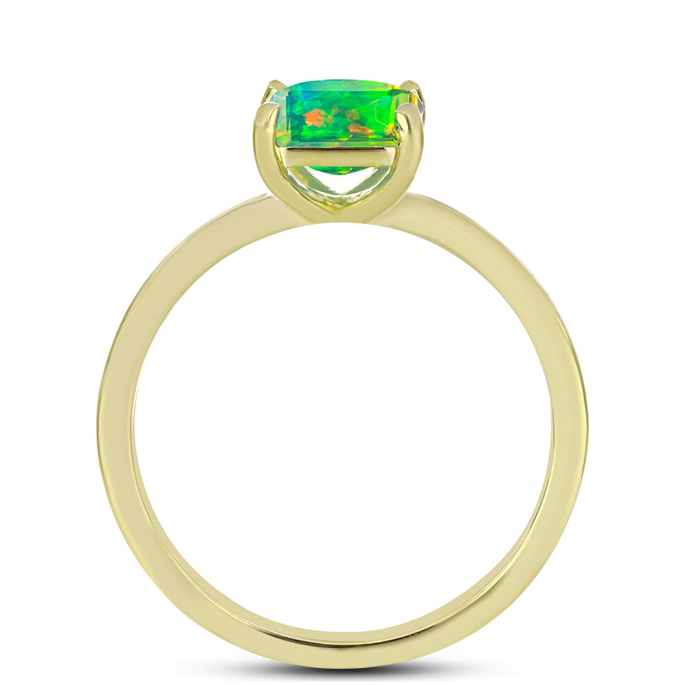 Anillo de Plata Bañada en Oro con Ópalo Verde Etíope de Lega Dembi 2 