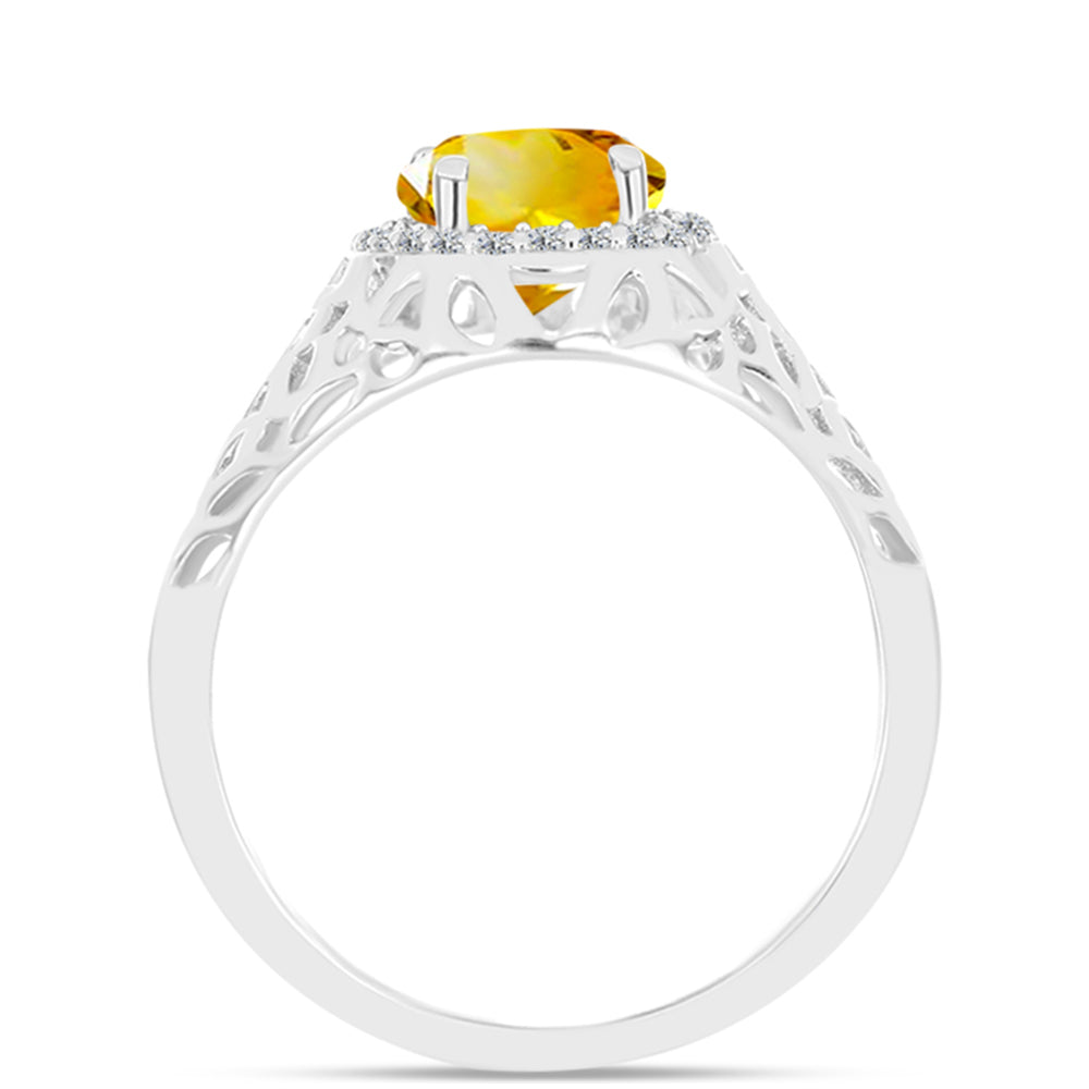 Anillo de Plata con Citrino de los Montes Urales y Topacio Blanco 2 