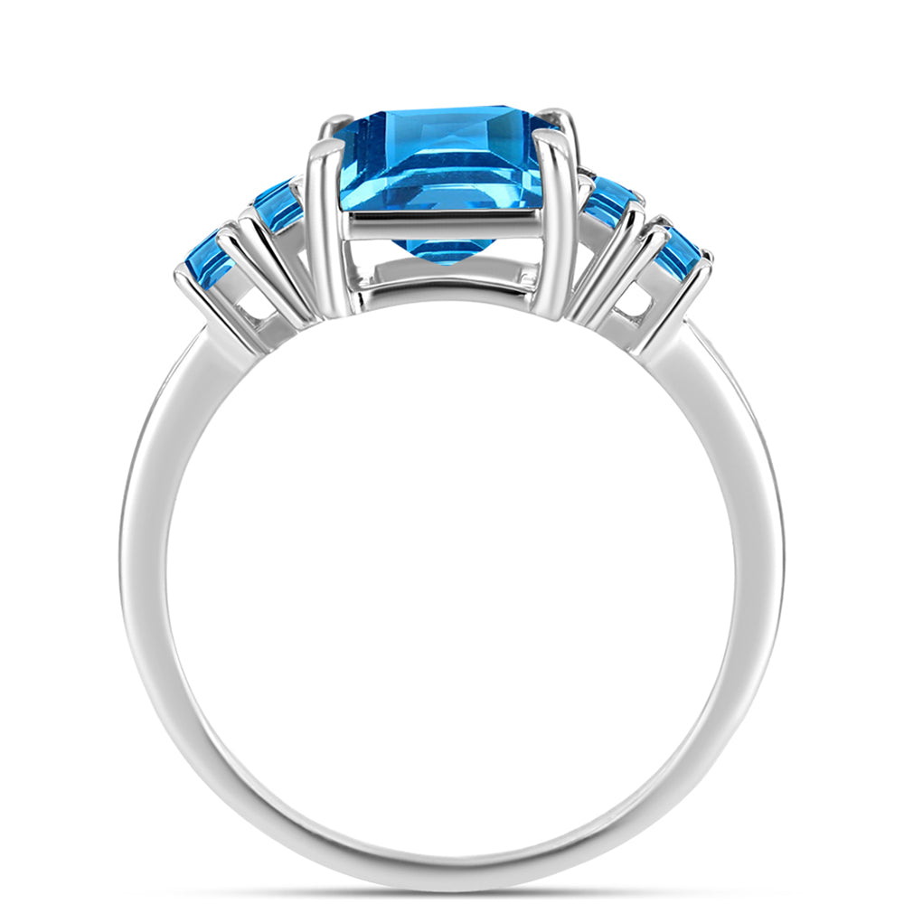 Anillo de Plata con Topacio Azul Suizo 2 