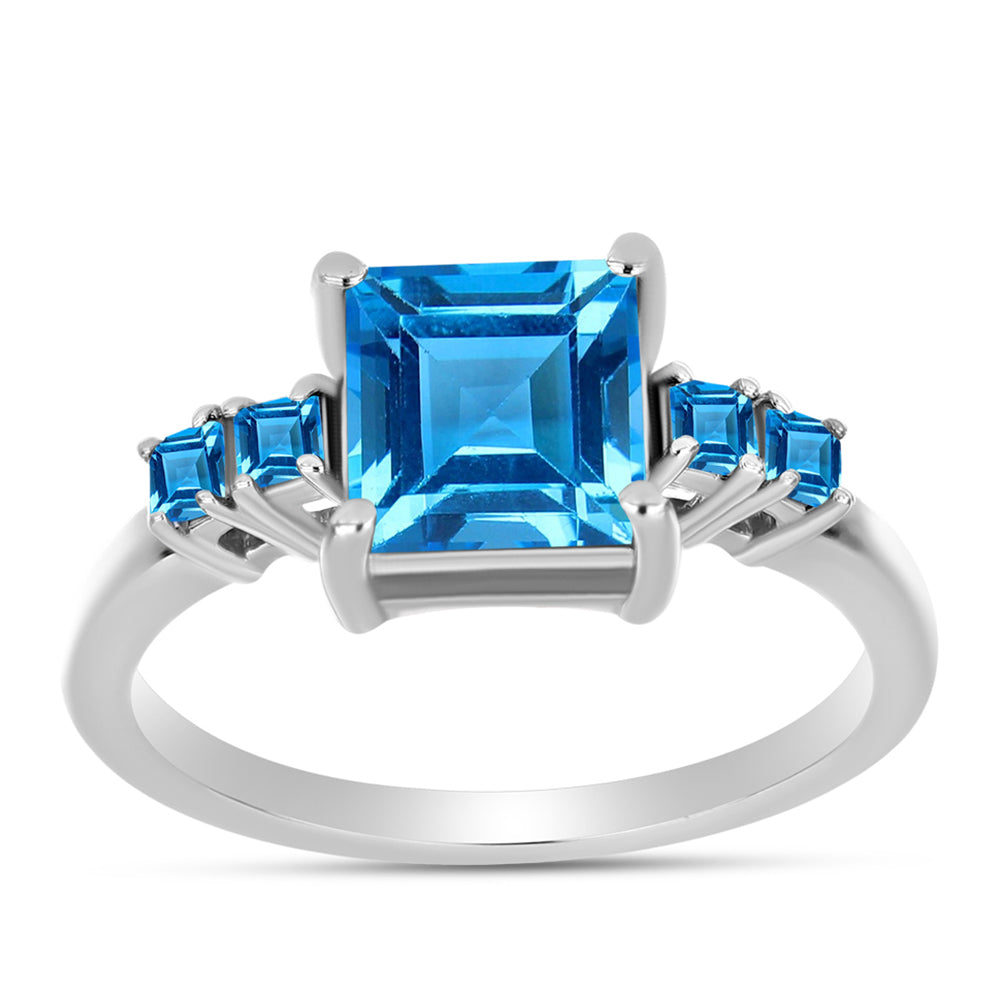 Anillo de Plata con Topacio Azul Suizo 3 