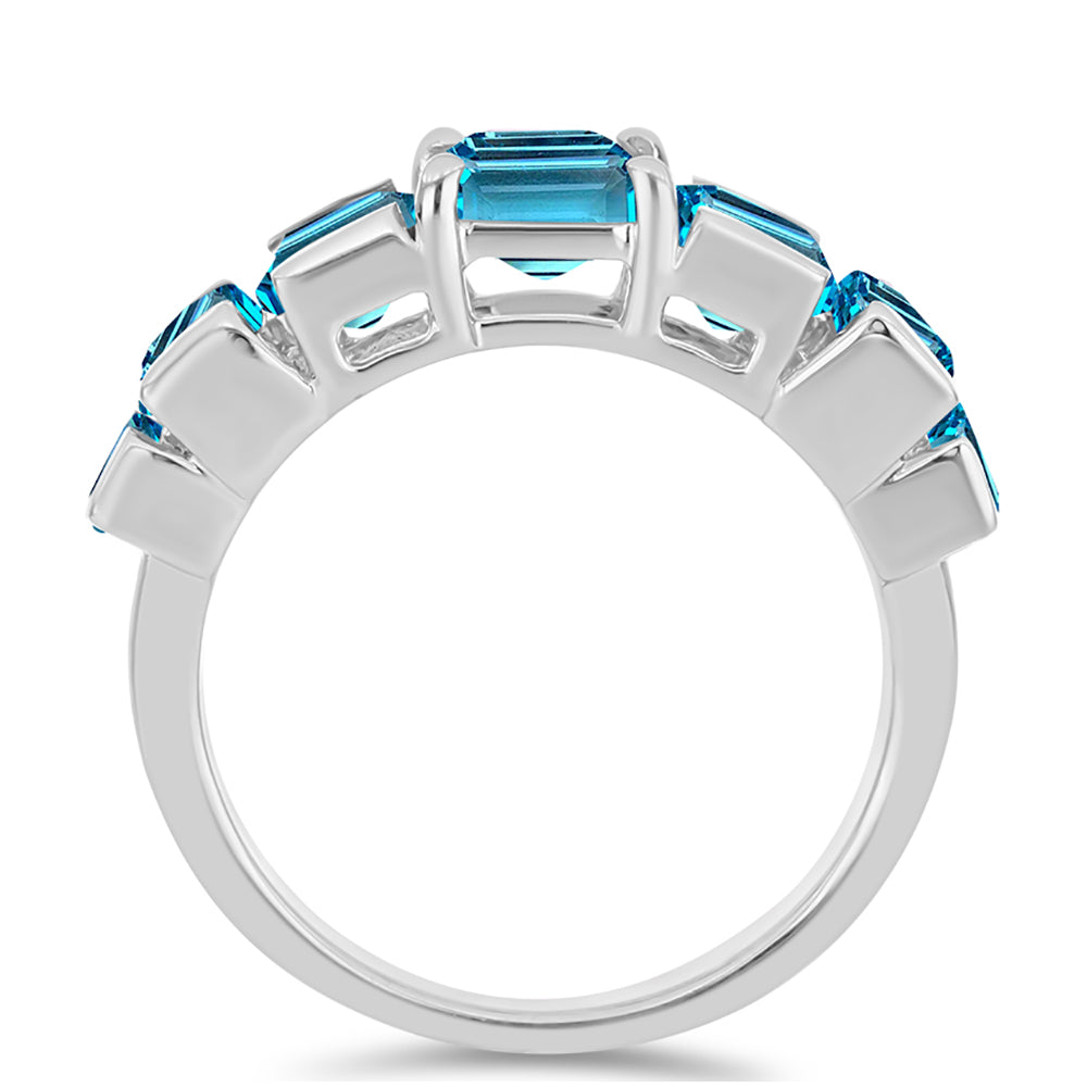Anillo de Plata con Topacio Azul Suizo 2 