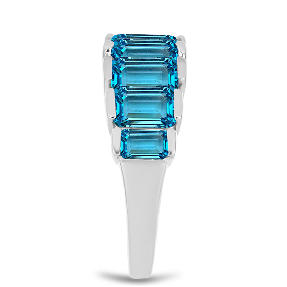 Anillo de Plata con Topacio Azul Suizo 4 