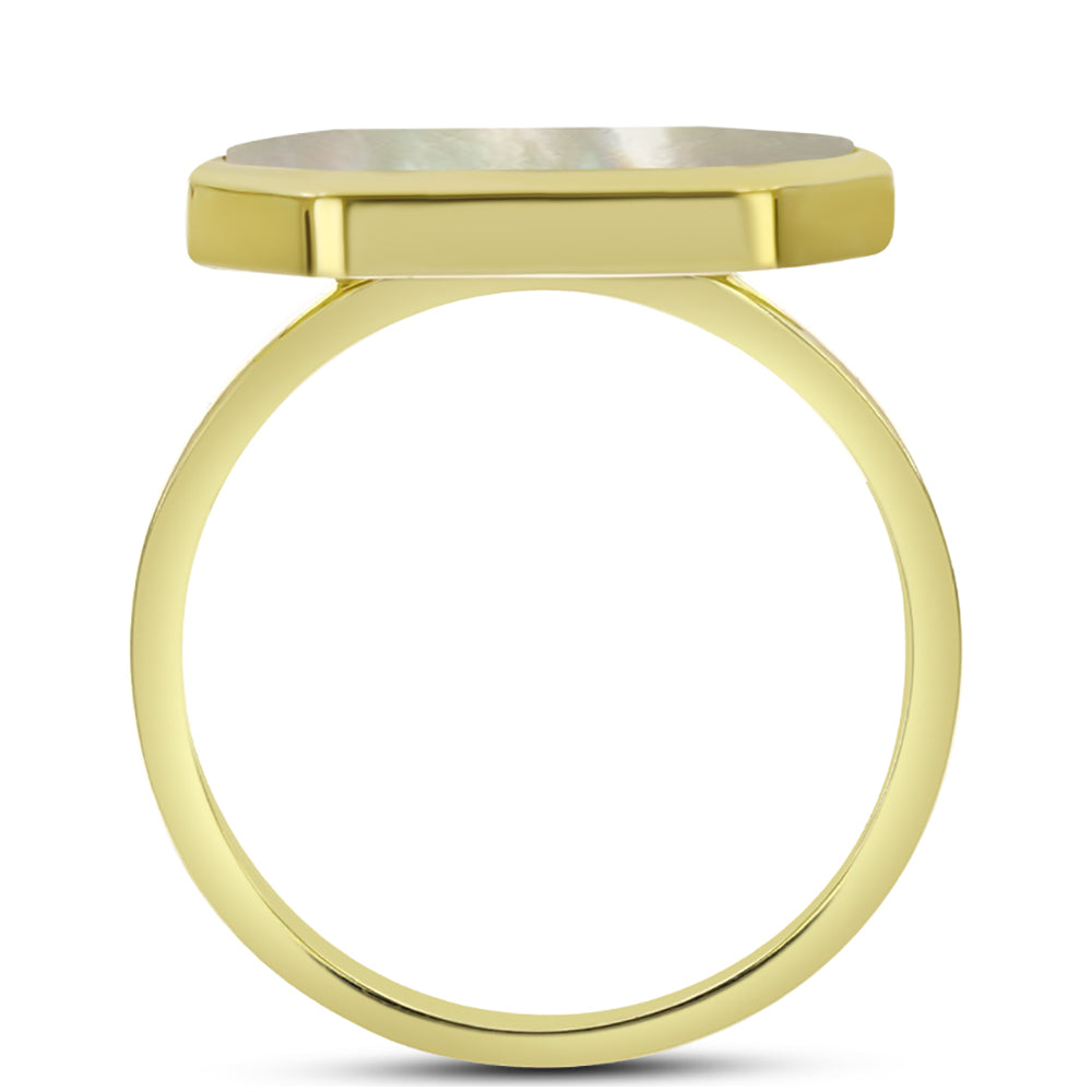 Anillo de Plata Bañada en Oro con Madreperla
