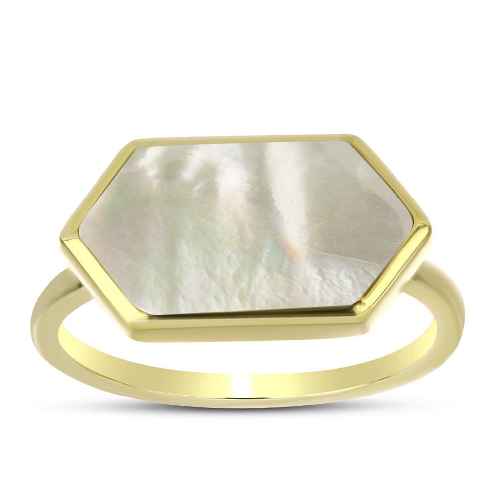 Anillo de Plata Bañada en Oro con Madreperla