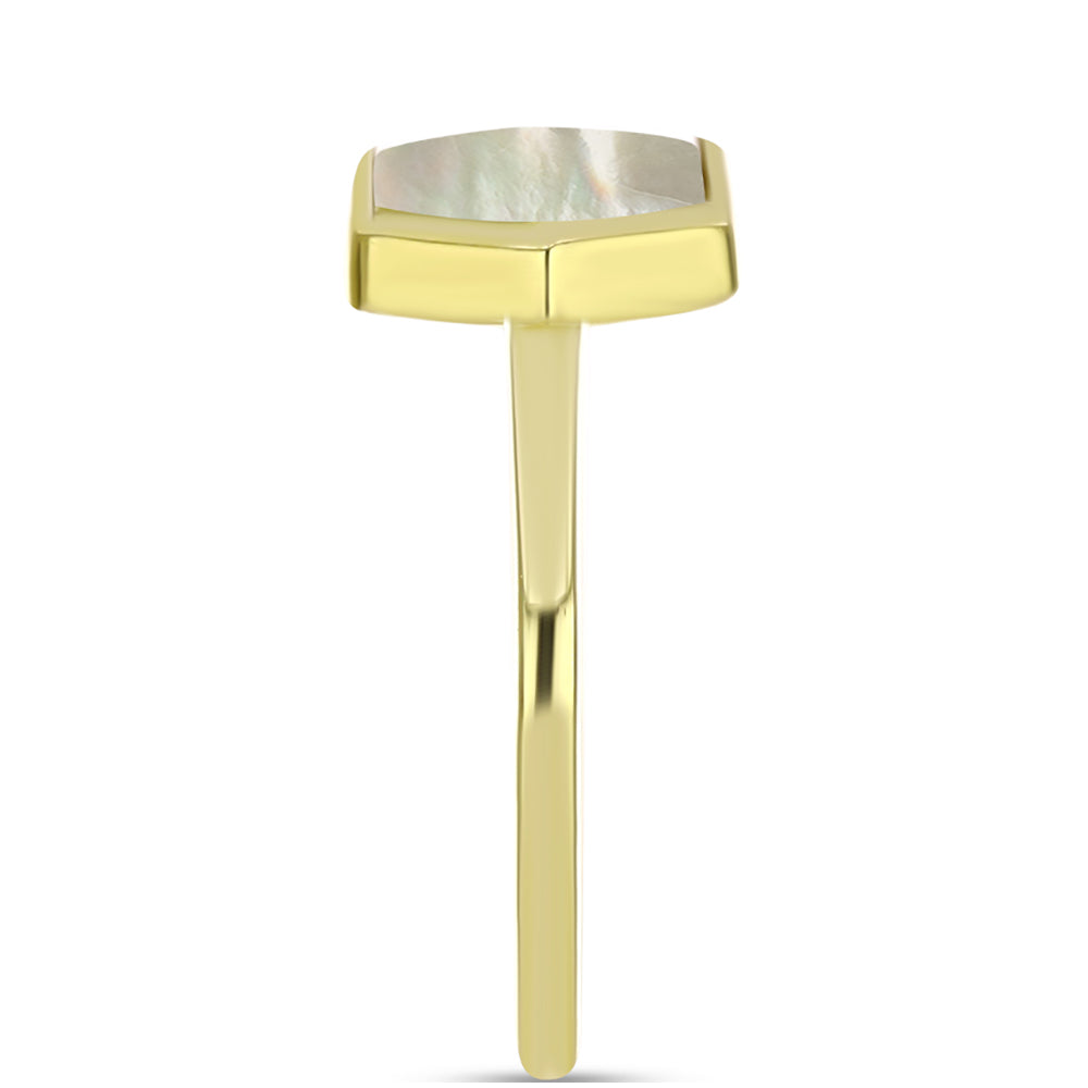 Anillo de Plata Bañada en Oro con Madreperla 4 